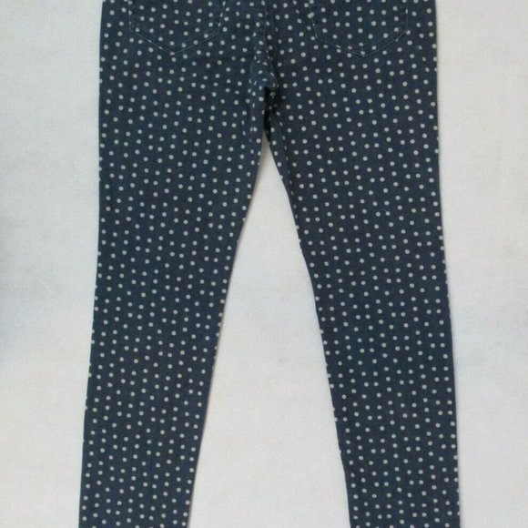 Lands End Size 2 Womens SUPER SKINNY Canvas Tan POLKA DOT STRETCH Blue Jeans - Picture 2 of 10